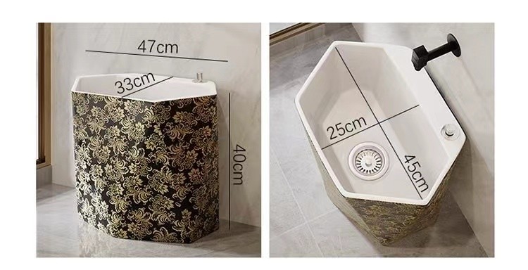Household Rectangular Ceramic Mop Sink Small Countertop Mounted Type