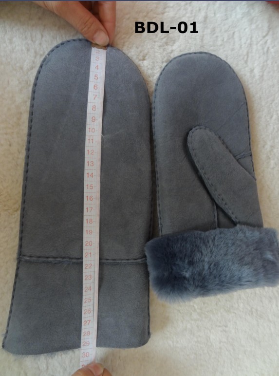 New Fashion Wholesale Hand Sewing Spanish Merino Shearling Sheep Skin Mitten Double Face Lamb fur Leather Winter Gloves