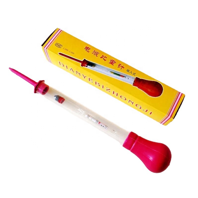 Black and Red 330mm/13" Glass Rubber Pipe Length Car Battery Hydrometer for Speedy Detection of Acid Water Electrolyte