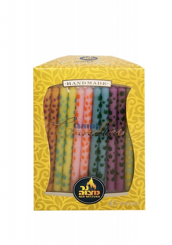 45pk 100% paraffin wax unscented dreidel art chanukah candles packed into gift box