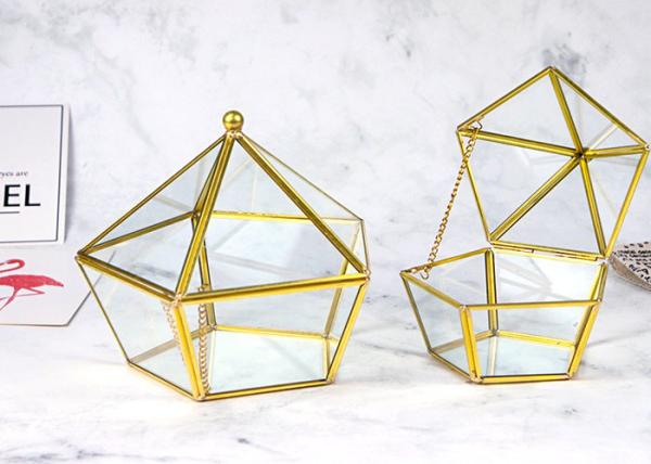 Pentagonal glass artifact succulent greenhouse Gift Wedding jewelry box