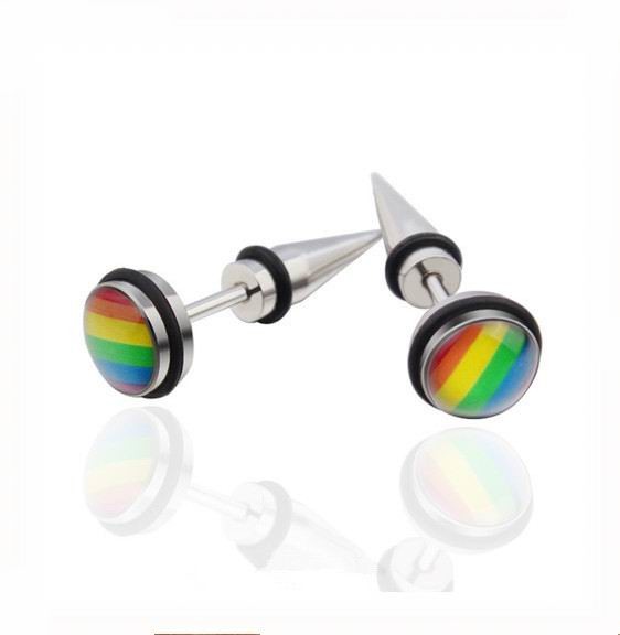Wholesale Fashion Gay Pride Rainbow Stud Earrings Gay Jewelry Stainless Steel Earring Jewelry