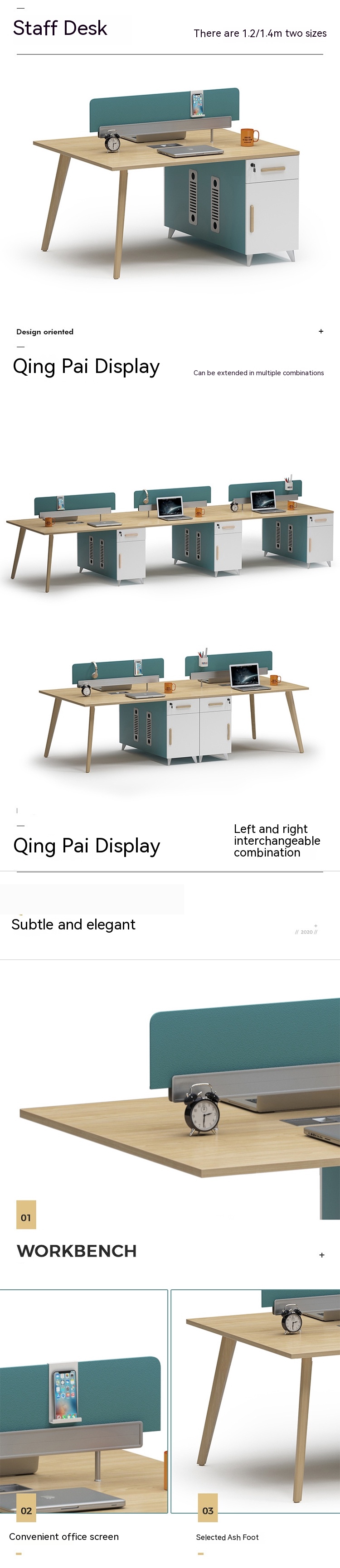 Commercial Furniture Modern Solid Wood Staff Desks and Chairs for Finance Workstation