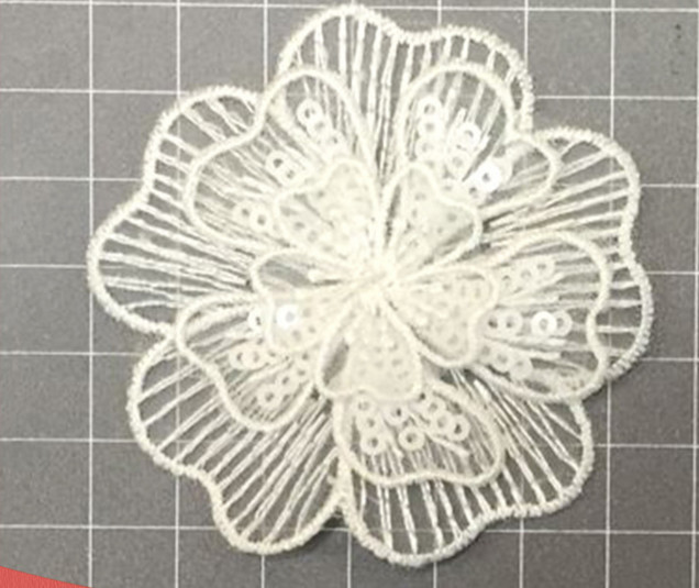 Garment Accessories Embroidery Organza Applique Flower with Sequin