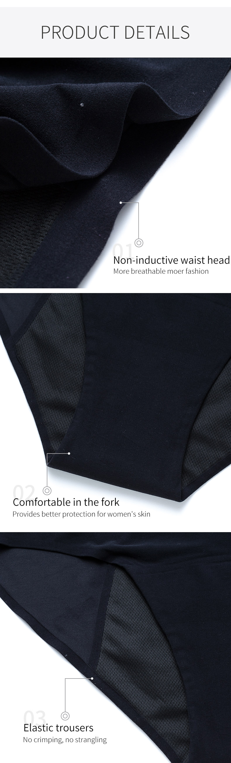 Four Layer Period Panties Underwear Polyester Seamless Mid Waist Plus Size Underwear