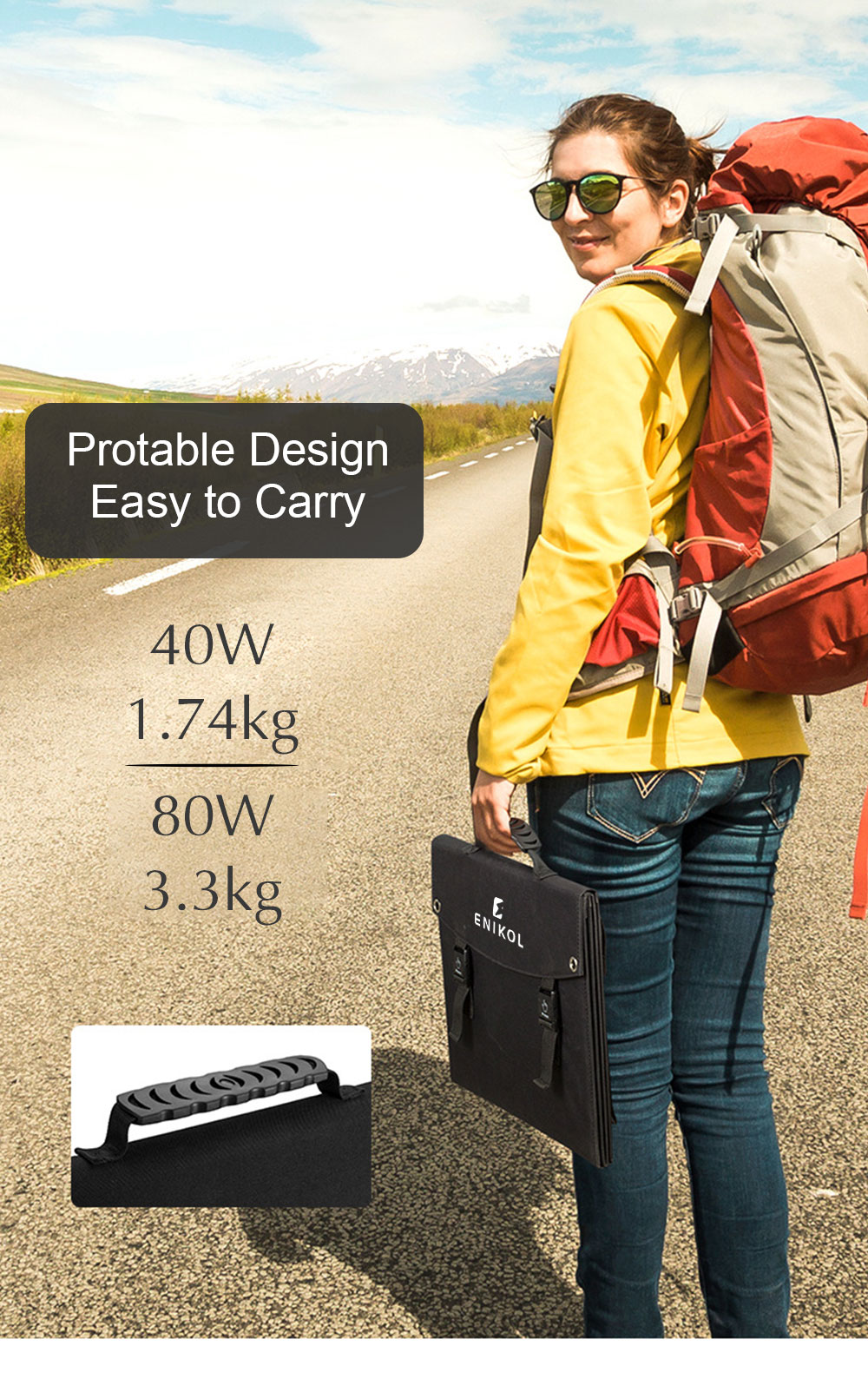 40W Monocrystalline Foldable Solar Panel With Usb Type C DC For Camping