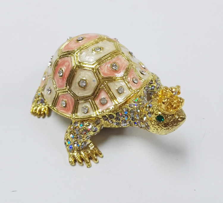 Fashion Wholesale Metal Crystal turtle trinket box Metal crown turtle trinket box