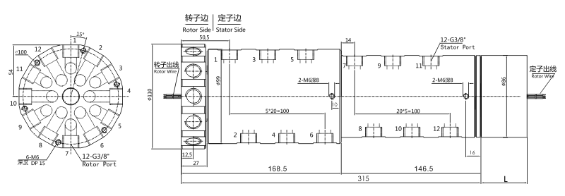 Senring Electric Hydraulic Rotating Union Slip Ring Rotating Connector For 12mm Pipe