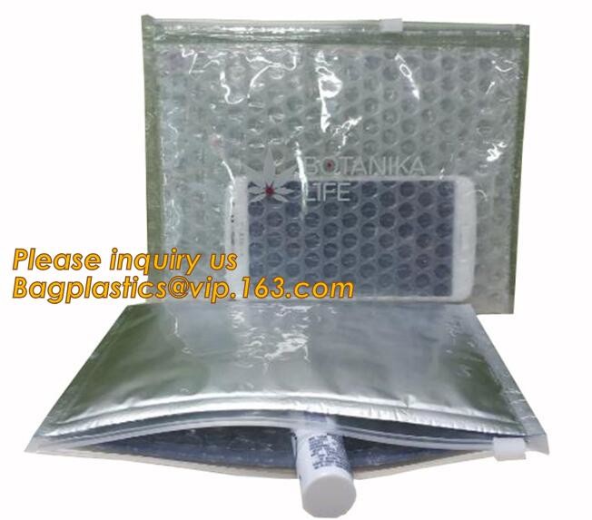 Holographic Factory Shiny gold Cosmetic bag Zipper Bubble Bag zip-lock Slider Padded Mailer metallic bubble zipper bagea