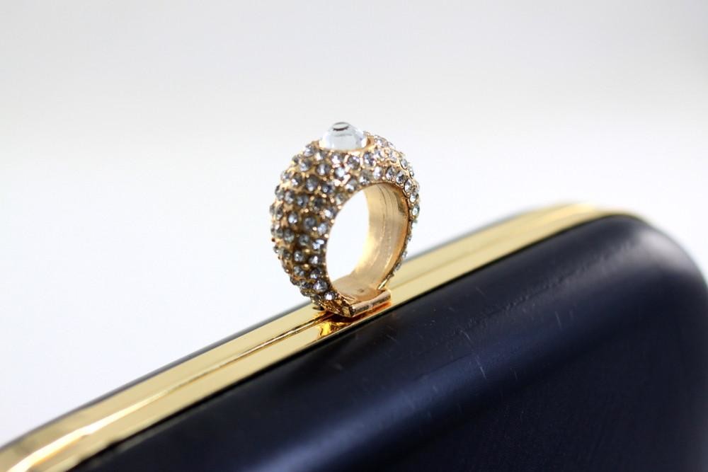 Stone Ring Closure Gold DIY Minaudiere Clutch Frame 241g