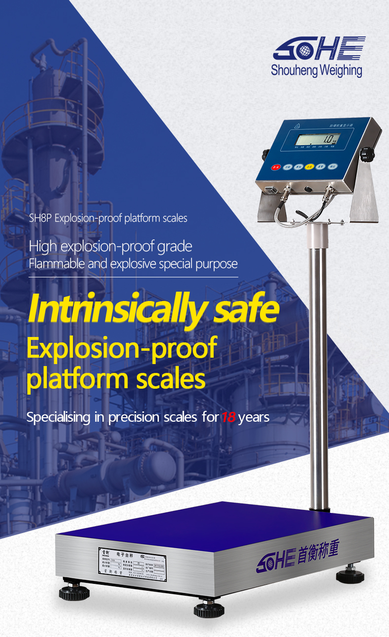 SH8P 304 Series Stainless Steel 30-300KG Explosion-Proof Scale LED Display Platform Scale