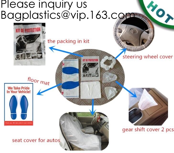 Car Disposable Plastic Seat Covers Vehicle Protectors, Five Set of Vehicle Maintenance Protection, Masking Dust Covers