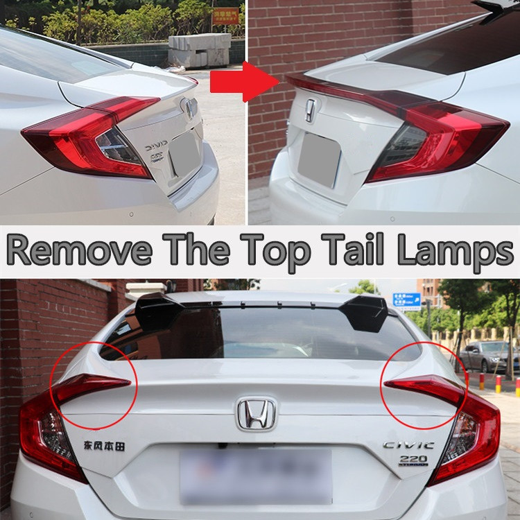 Honda New Civic Sedan 2016 2018 Auto Sculpt Roof Spoiler , Led Light Rear Wing