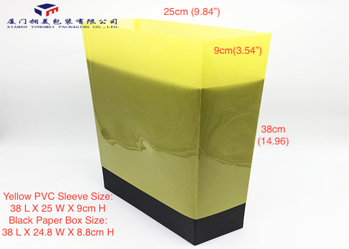 Rectangle Shape Small Plastic Packaging Boxes Yellow Color PVC Sleeve 38X25X9cm