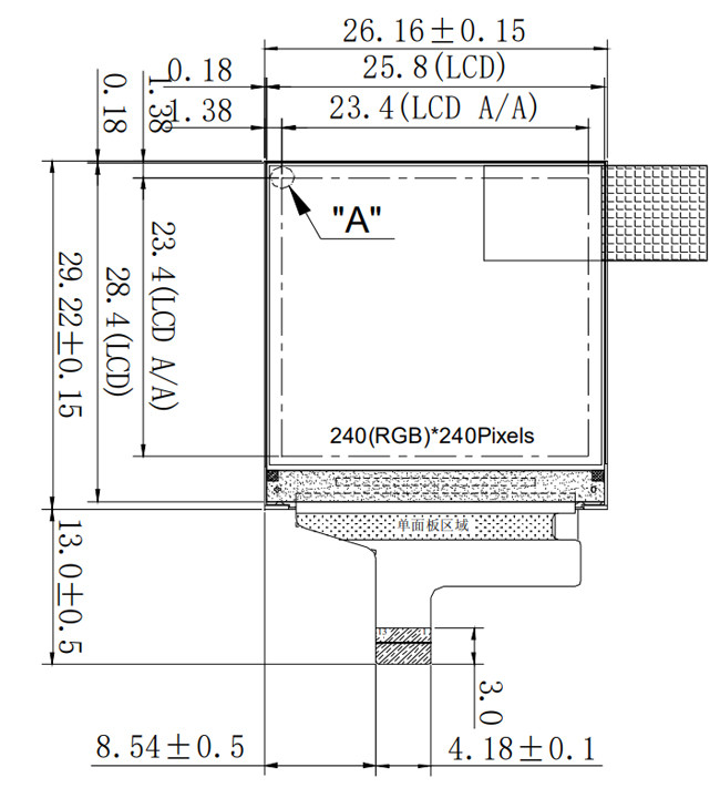 Small IPS TFT LCD Screen 1.3" Inch 240x240 Square Type Free Viewing Angle