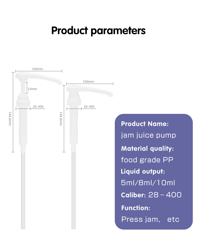 Narrow Head 28-400 Syrup Pump Dispenser 5ml 8ml 10ml Food Plastic Sauce Pump