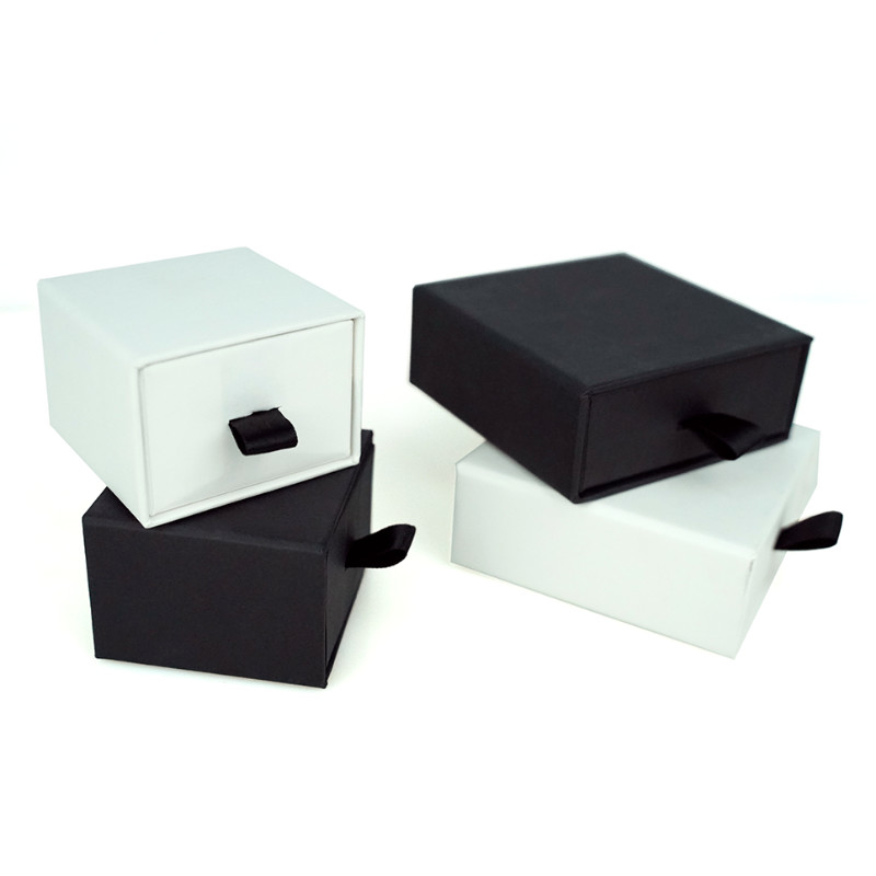 Custom Logo Hot Silver Foil Stamping Drawer Box Jewelry Packaging Gift Box With Ribbon
