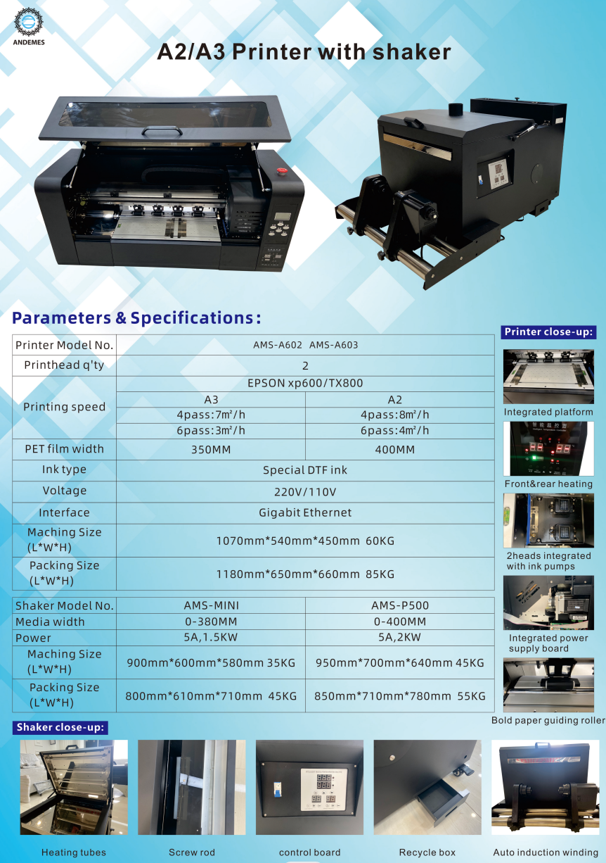 XP600 Print Head Inkjet Printer 33cm A3 PET Film Printer for DTF Printing