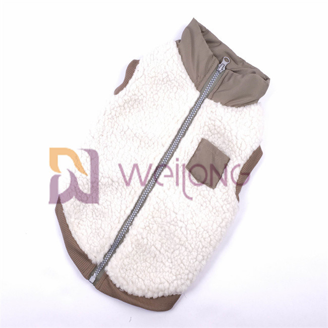 Good Elasticity Silver Zipper Berber Fleece Pet Jacket 2*2 RIB Low Body Dog Jackets For Winter