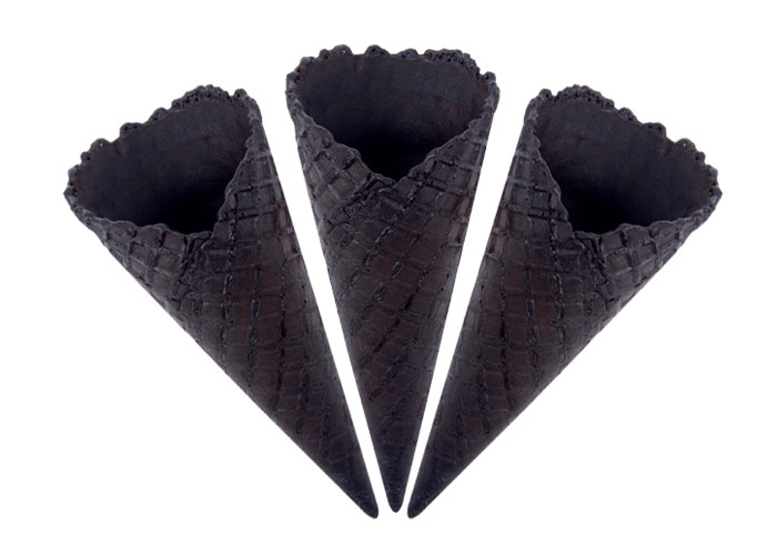 26° Angle Pure Black Ice Cream Related Production Waffle Cones Conical Shaped
