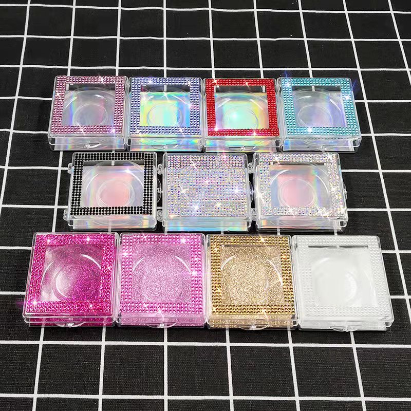 Custom Glitter Plastic Paper Eyelash Cosmetic Box Packaging With Insert 18.5g