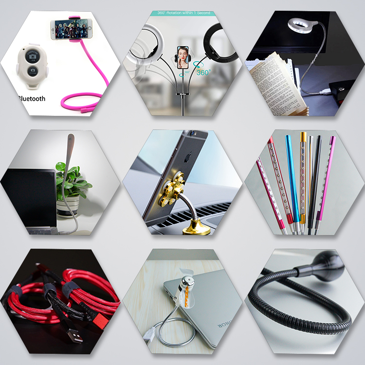 Custom Metal Gooseneck Tube Plating USB Light Bendable Steel Tubing 10mm