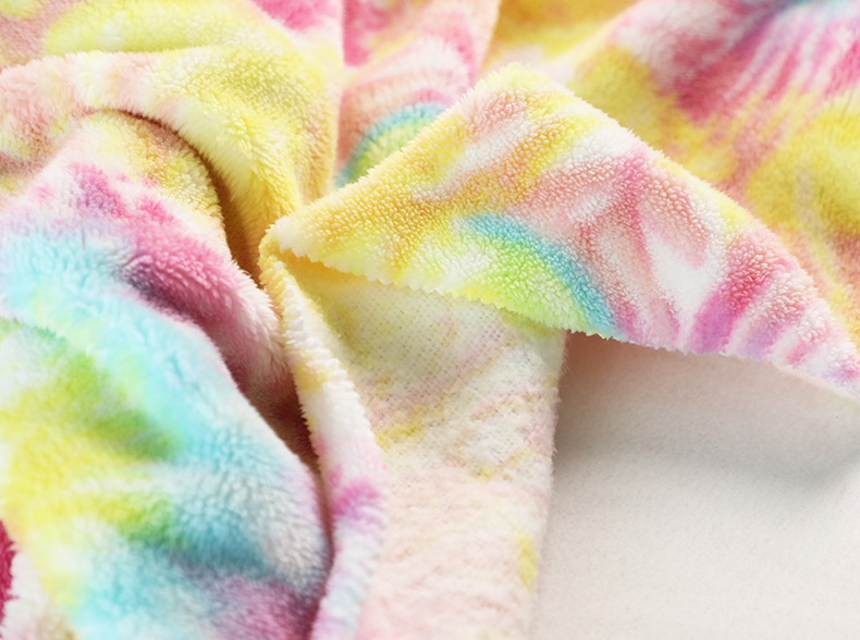 Tie Dyed Rainbow Garment Soft Sherpa Fabric 240gsm 150D