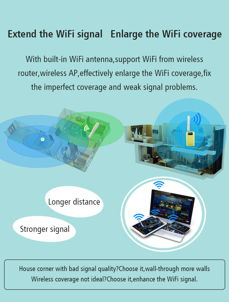 300mbps USB Powered Wifi Extender White Home Network Signal Booster