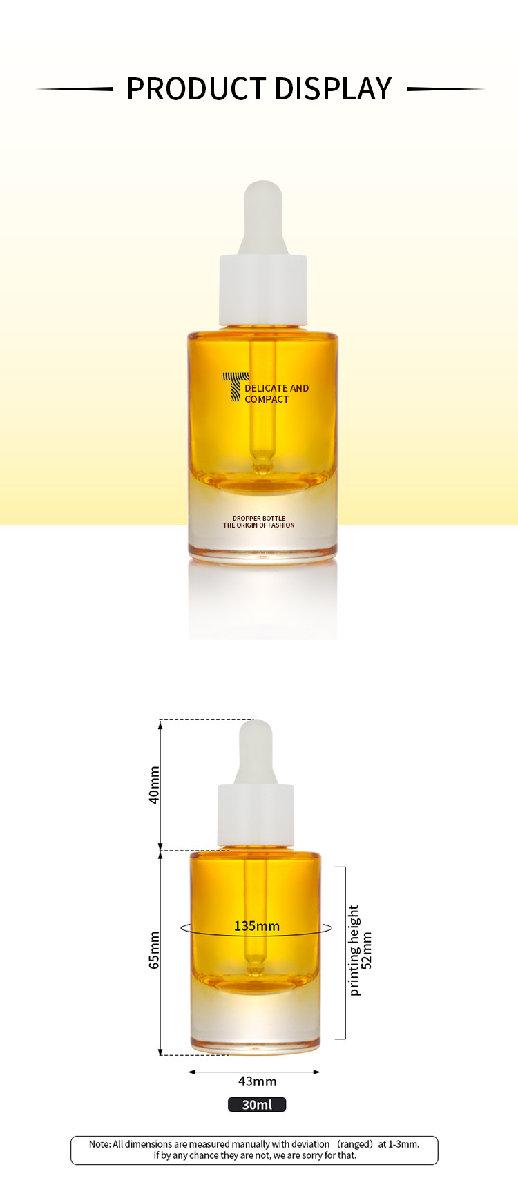 Custom Cosmetic Serum Bottle Black Gold Frosted Flat Shoulder Dropper Bottle