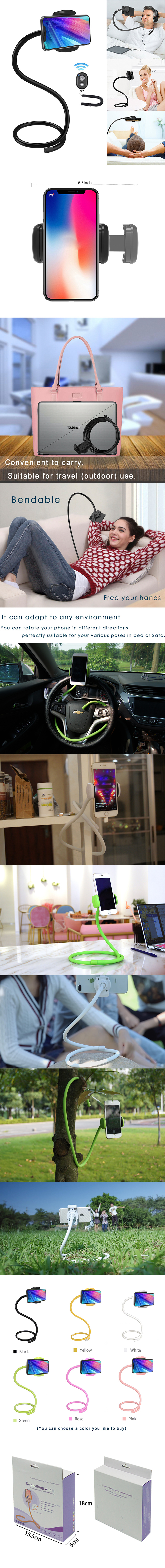 360 Degree Rotation Mobile Hanging Neck Phone Holder Stands ABS 940mm