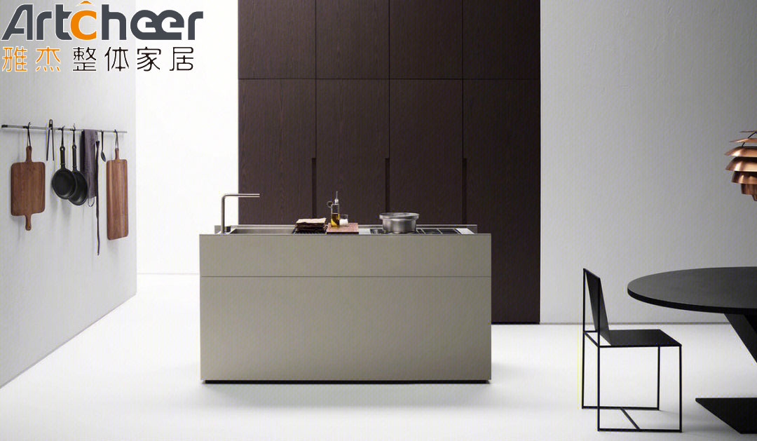 Small Room Kitchen Cabinets with Customized Color and Island Cabinet in Modern Design