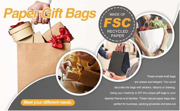 Kuaima Fast Food Packaging Kraft Takeaway Paper Bags Distributor For Restaurant Carry