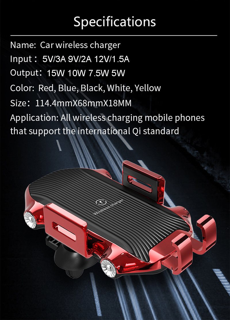 DOE 15W Fast Charging Qi Car Wireless Charger Holder