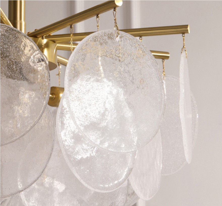 White Frosted Glass Disk Chandelier Glass Pendant Lamps E27 60w For Kitchen ODM