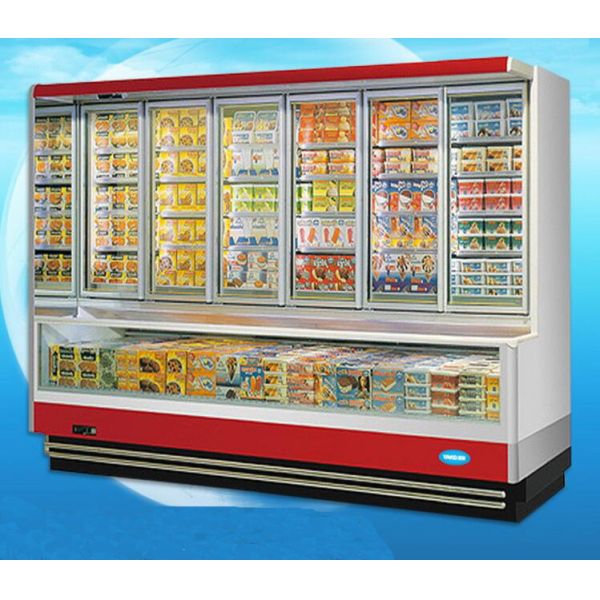 Supermarket 4 Door Refrigerators Freezer / Fridge / Beverage display cabinet Vertical refrigerators