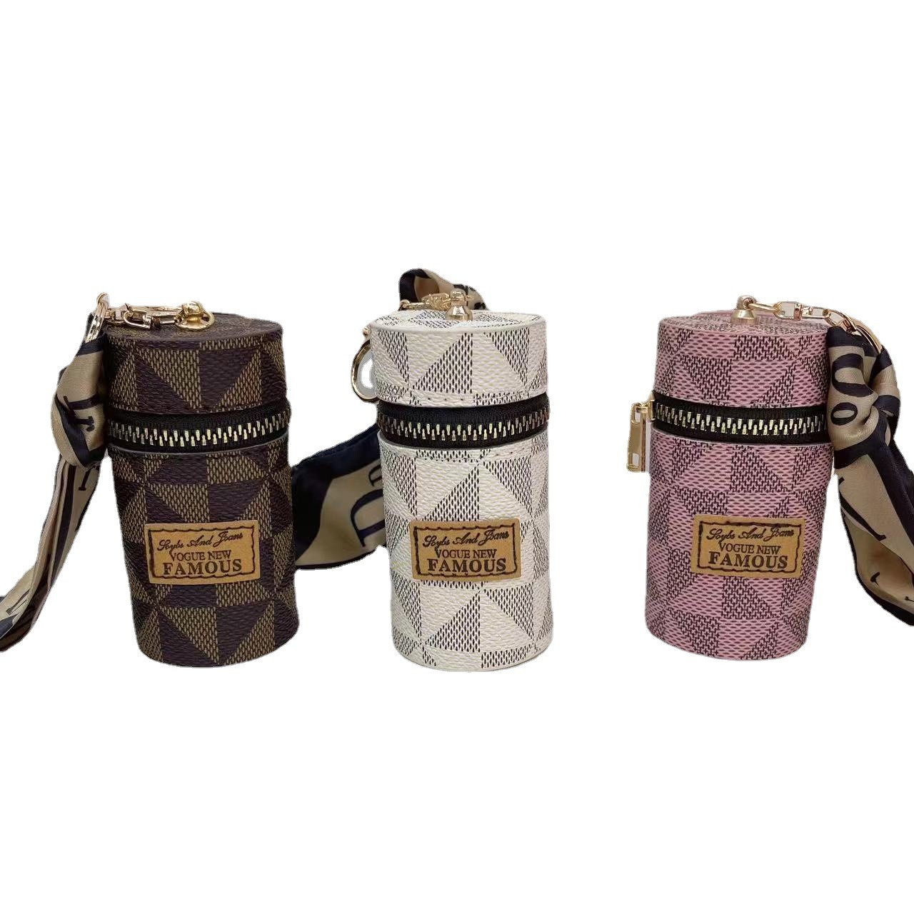 2024 NEW GEOMETRIC CONTRAST COLOR COMPACT BAG COIN PURSE PENDANT EARPHONE BAG MOUTH RED ENVELOPE MINI KEYCHAIN BAG