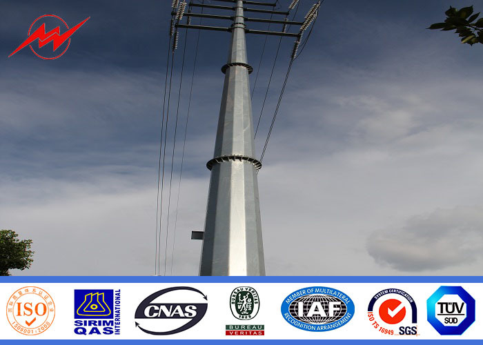 Traditional Standard Electric Steel Power Pole 69KV For Overhead Line Project