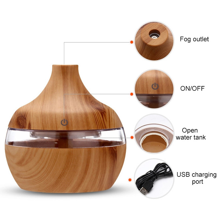 ABS 300ML 35ml/h 2W Wood Grain Aromatherapy Diffuser