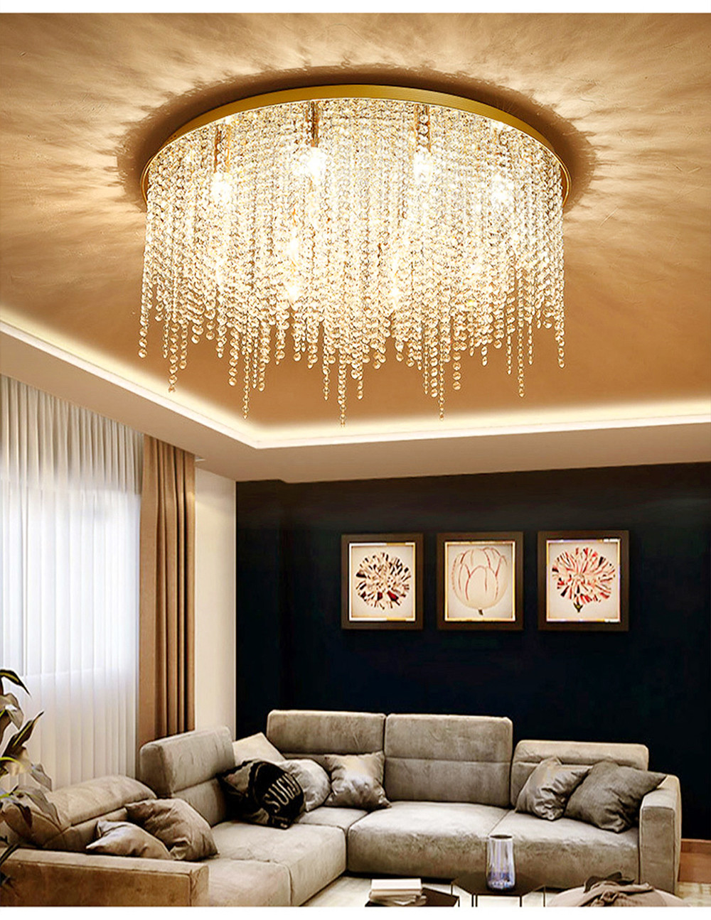 Crystal Chain Ceiling Lights New Lampara Techo for Home Decor guzhen lighting(WH-CA-107)