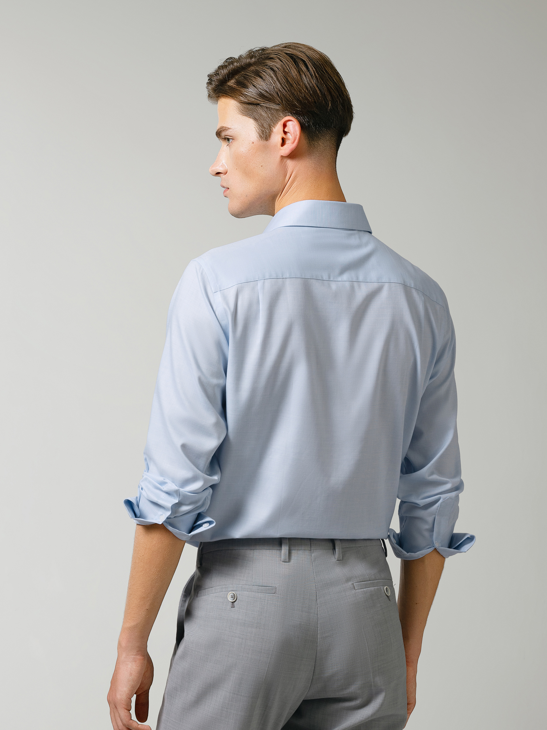 Covered Button Closure Type Long Sleeve Men's Clothing Dress Shirts for and Comfort