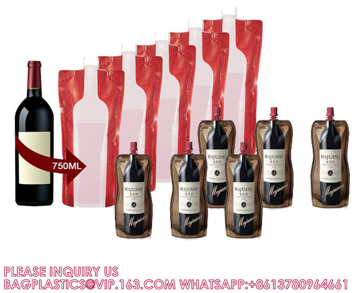 Foil Bag Red Wine Valve Doypack Spouted Bags Custom Biodegradable Kraft Paper Pouch For Food Spout Bag