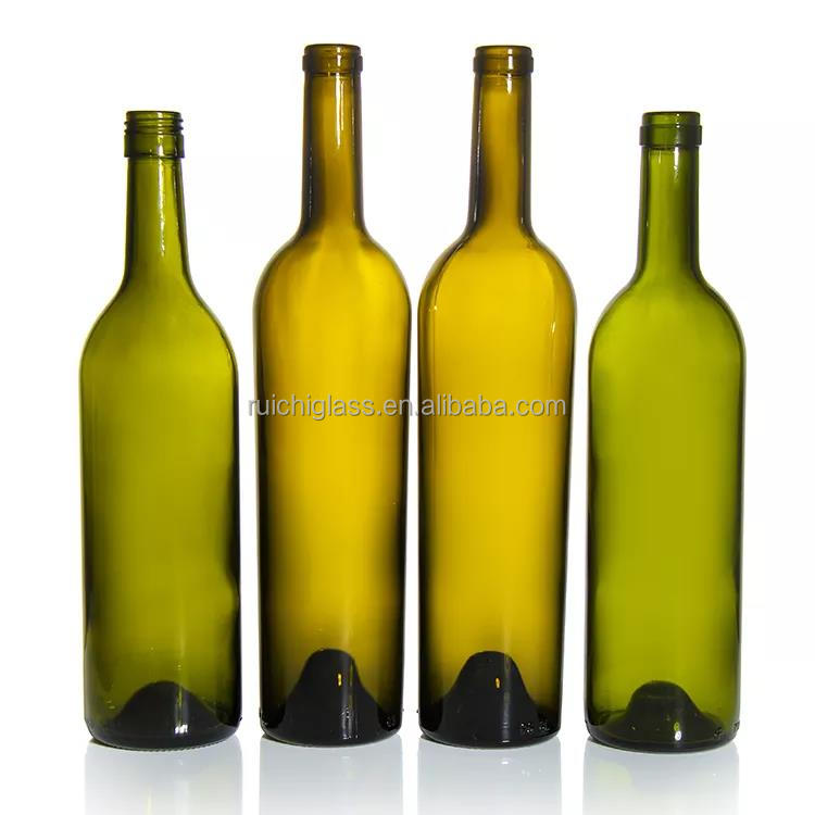 Green Brown Clear Frosted Empty Burgundy Glass Wine Bottle for Custom Requirements