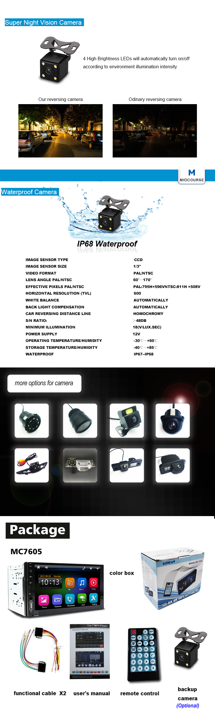 Wholesale Capacitive Screen 7 Inch 2 Din Car Audio Radio Stereo with New c200s chip /BT /USB /SD/ Mirror link /Fast cha