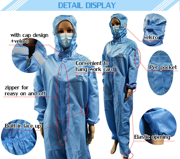 5mm Stripe Washable Reusable ESD Anti Static Suit