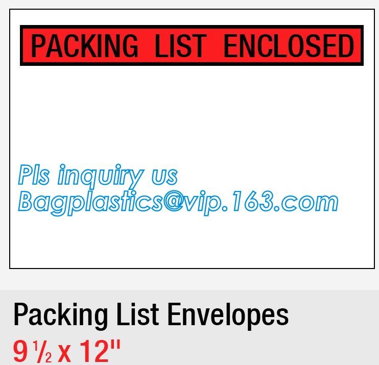 packing list envelope for AWB, packing list envelope mailing bag for express, Packing List Enclosed Envelopes, bagease