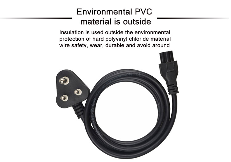 1.5mm C19 India 3 Prong Computer Power Cord South Africa Power Cable