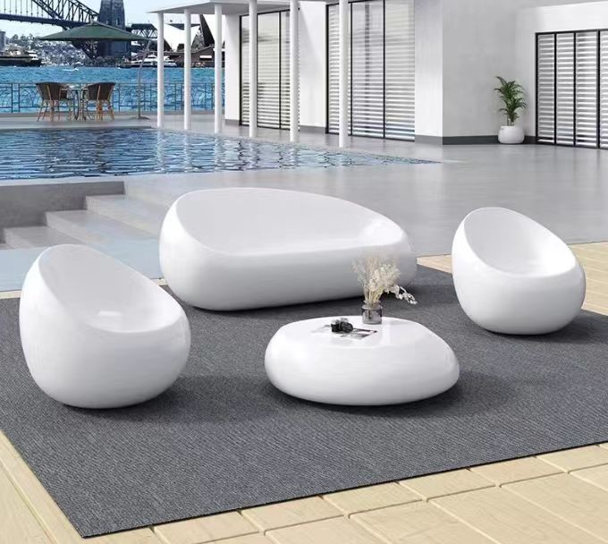Lightweight Fiberglass Resin Furniture Bench Table Sets In Customized Design