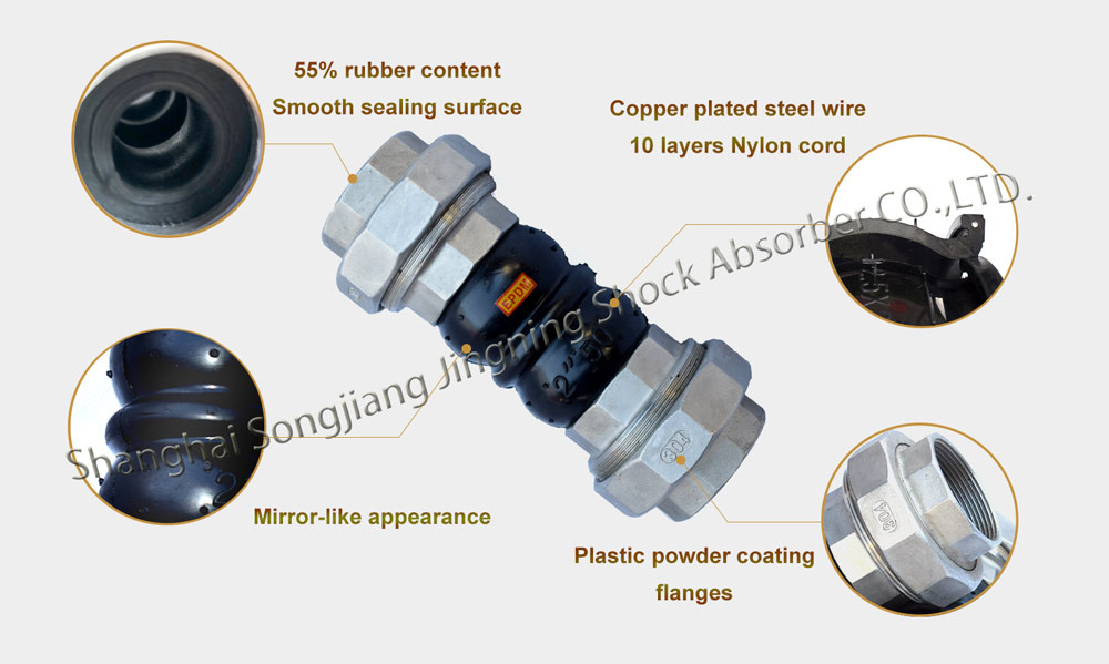 EPDM Stainless Steel Screwed Union Bspt Threaded Joint Rubber Flexible Connector