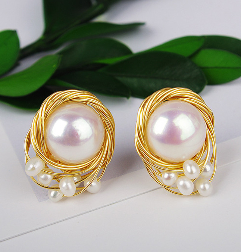 Pearl Earring Set Metal Gold Plated Dangle Earrings Heart Butterfly Hoop Earring Geometric Fashion Pearl Earring Jewelry