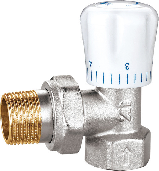 4501 Manually Tuned Brass TRV Valve Supply Angle Valve DN20 DN25 Nickel Plated with Female Threads x Flex. Male Nipple